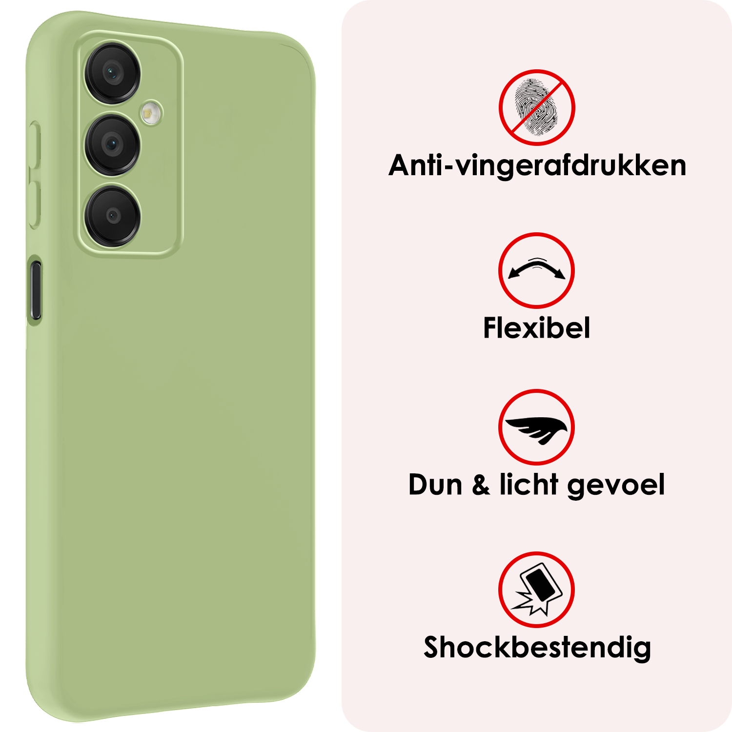 NoXx Hoes Geschikt voor Samsung A16 Hoesje Cover Siliconen Back Case Hoes Met Screenprotector - Groen