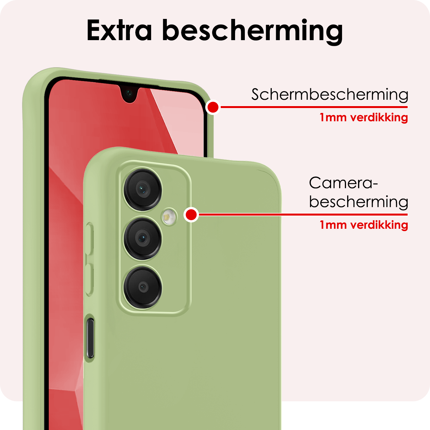 NoXx Hoes Geschikt voor Samsung A16 Hoesje Cover Siliconen Back Case Hoes Met Screenprotector - Groen
