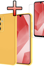 NoXx Hoes Geschikt voor Samsung A16 Hoesje Cover Siliconen Back Case Hoes Met Screenprotector - Geel