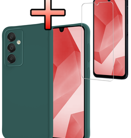 NoXx NoXx Samsung Galaxy A16 Hoesje Siliconen Met Screenprotector - Donkergroen