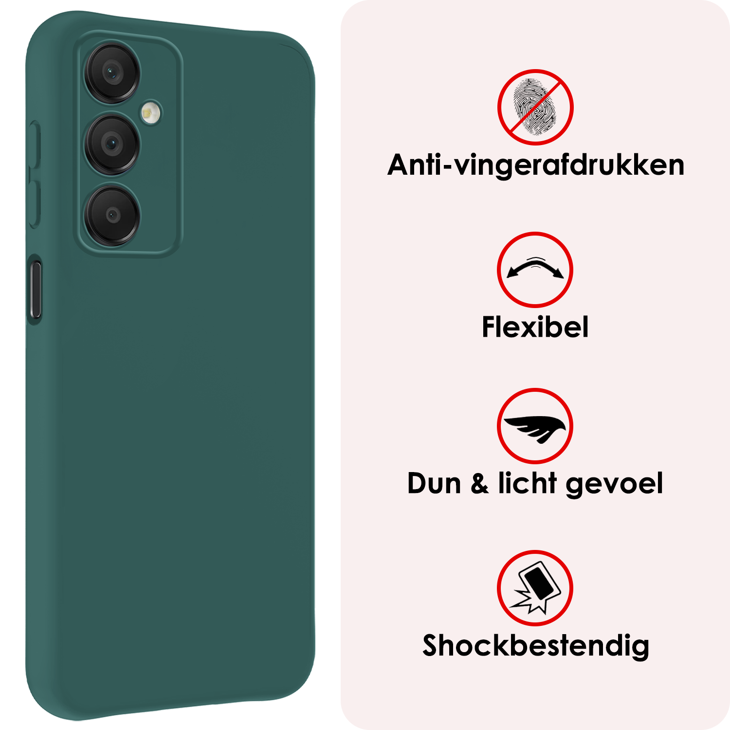 NoXx Hoes Geschikt voor Samsung A16 Hoesje Cover Siliconen Back Case Hoes Met Screenprotector - Donkergroen