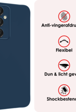 NoXx Hoes Geschikt voor Samsung A16 Hoesje Cover Siliconen Back Case Hoes Met Screenprotector - Donkerblauw