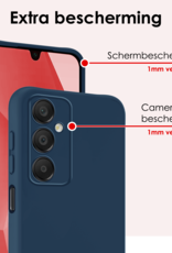 NoXx Hoes Geschikt voor Samsung A16 Hoesje Cover Siliconen Back Case Hoes Met Screenprotector - Donkerblauw
