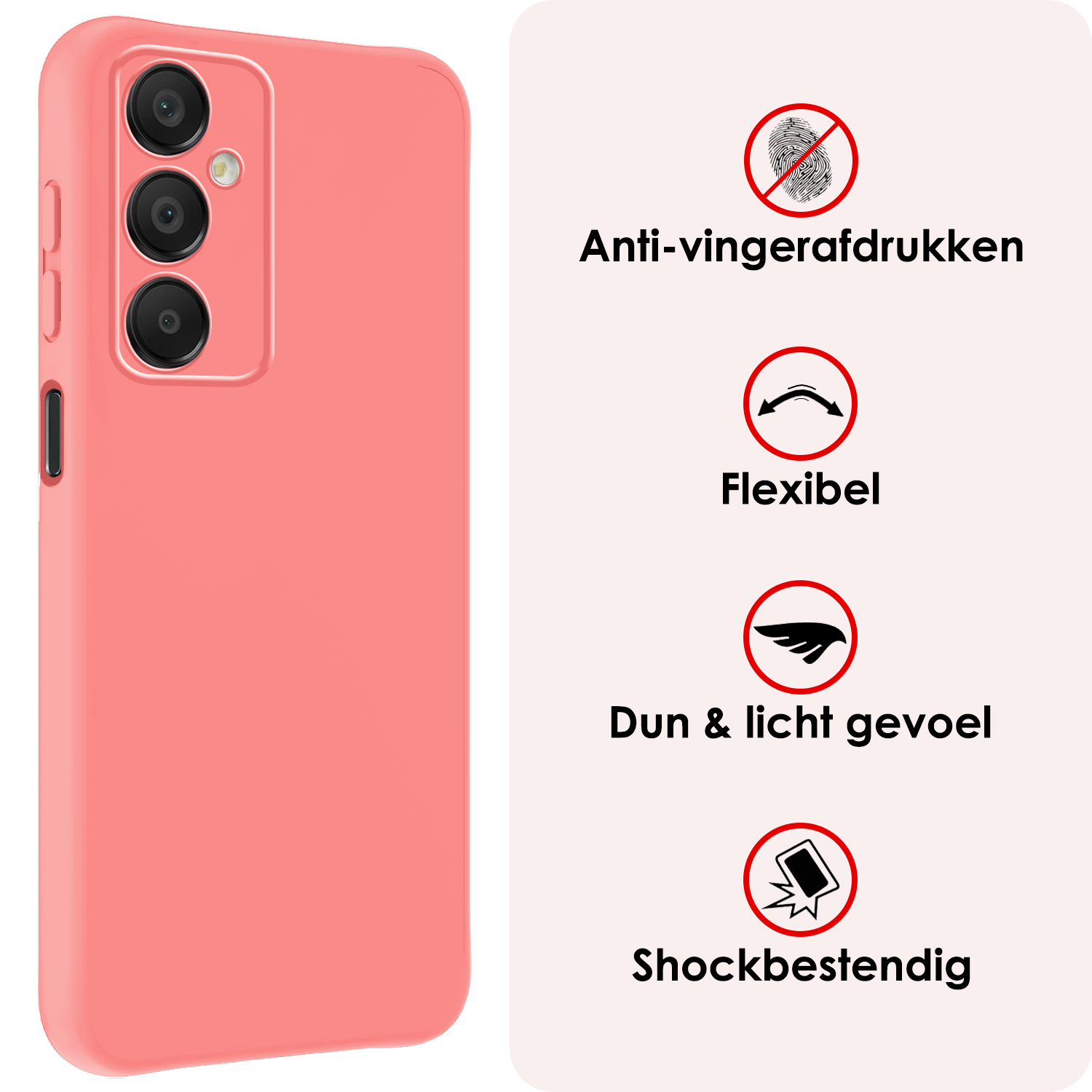 NoXx Hoes Geschikt voor Samsung A16 Hoesje Cover Siliconen Back Case Hoes - Lichtroze