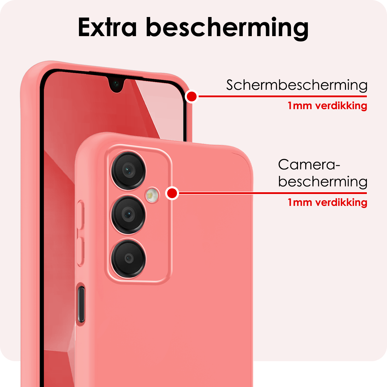 NoXx Hoes Geschikt voor Samsung A16 Hoesje Cover Siliconen Back Case Hoes - Lichtroze