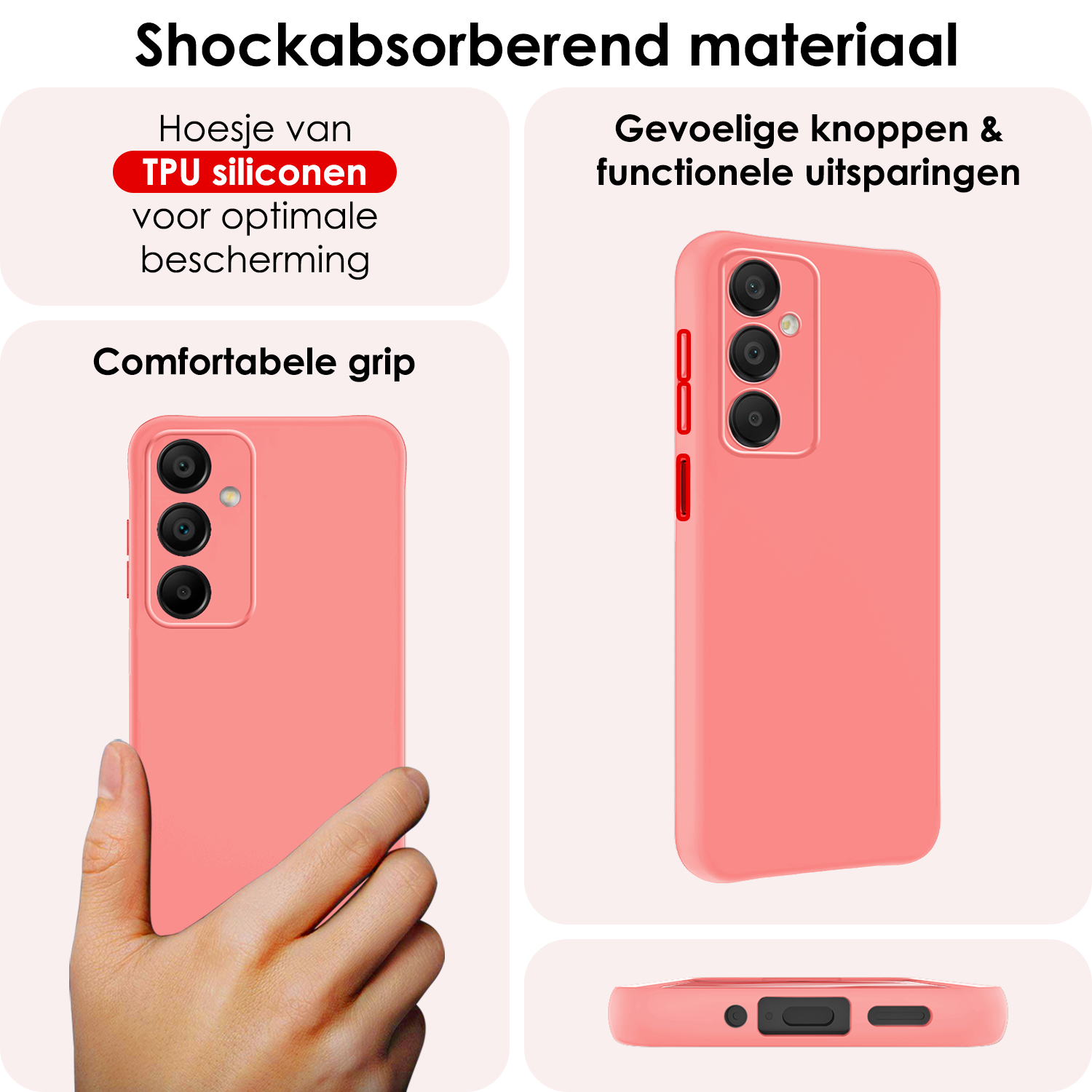 NoXx Hoes Geschikt voor Samsung A16 Hoesje Cover Siliconen Back Case Hoes - Lichtroze