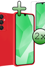 BASEY. Hoes Geschikt voor Samsung A16 Hoesje Siliconen Back Cover Case Met 2x Screenprotector - Hoesje Geschikt voor Samsung Galaxy A16 Hoes Cover Hoesje - Rood