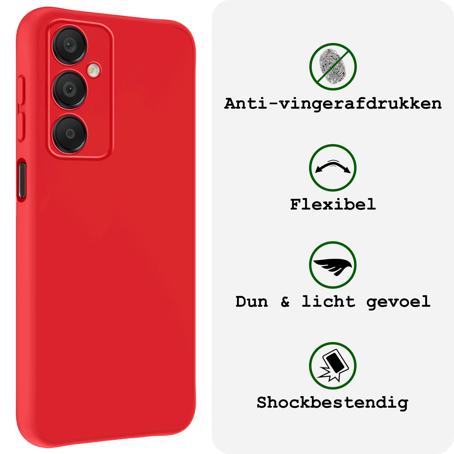 BASEY. Hoes Geschikt voor Samsung A16 Hoesje Siliconen Back Cover Case Met 2x Screenprotector - Hoesje Geschikt voor Samsung Galaxy A16 Hoes Cover Hoesje - Rood