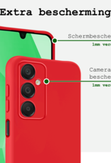 BASEY. Hoes Geschikt voor Samsung A16 Hoesje Siliconen Back Cover Case Met 2x Screenprotector - Hoesje Geschikt voor Samsung Galaxy A16 Hoes Cover Hoesje - Rood