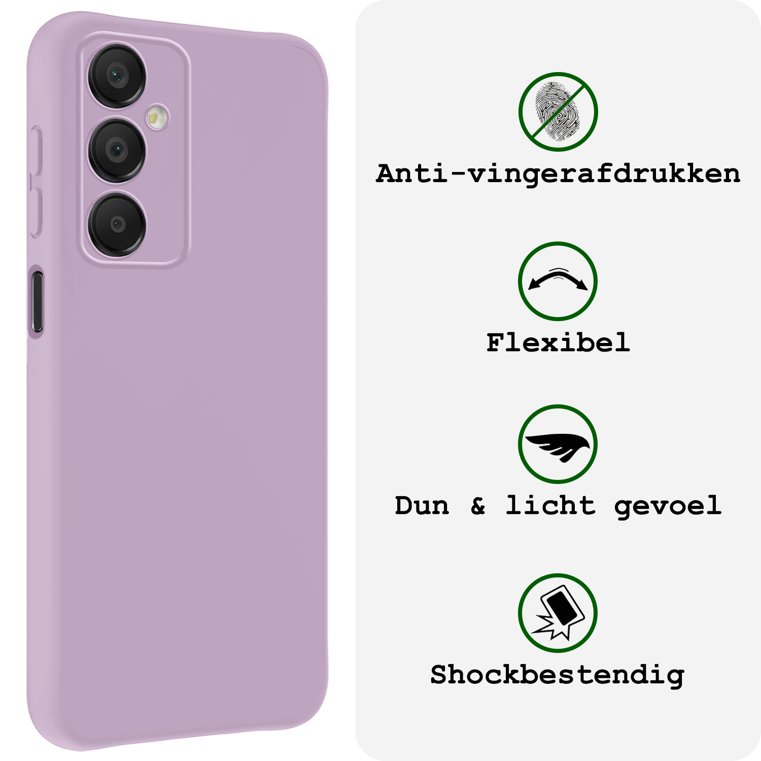 BASEY. Hoes Geschikt voor Samsung A16 Hoesje Siliconen Back Cover Case Met 2x Screenprotector - Hoesje Geschikt voor Samsung Galaxy A16 Hoes Cover Hoesje - Lila