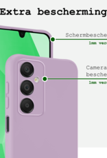 BASEY. Hoes Geschikt voor Samsung A16 Hoesje Siliconen Back Cover Case Met 2x Screenprotector - Hoesje Geschikt voor Samsung Galaxy A16 Hoes Cover Hoesje - Lila