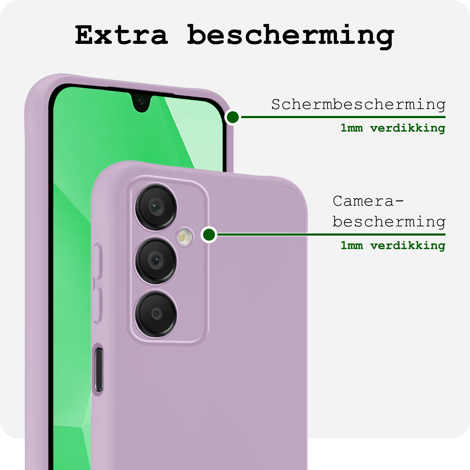 BASEY. Hoes Geschikt voor Samsung A16 Hoesje Siliconen Back Cover Case Met 2x Screenprotector - Hoesje Geschikt voor Samsung Galaxy A16 Hoes Cover Hoesje - Lila