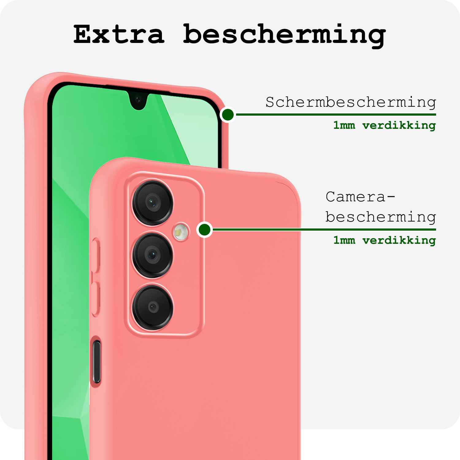 BASEY. Hoes Geschikt voor Samsung A16 Hoesje Siliconen Back Cover Case Met 2x Screenprotector - Hoesje Geschikt voor Samsung Galaxy A16 Hoes Cover Hoesje - Lichtroze