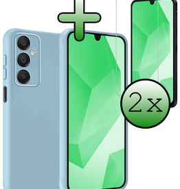 BASEY. BASEY. Samsung Galaxy A16 Hoesje Siliconen Met 2x Screenprotector - Lichtblauw