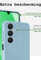 BASEY. Hoes Geschikt voor Samsung A16 Hoesje Siliconen Back Cover Case Met 2x Screenprotector - Hoesje Geschikt voor Samsung Galaxy A16 Hoes Cover Hoesje - Lichtblauw