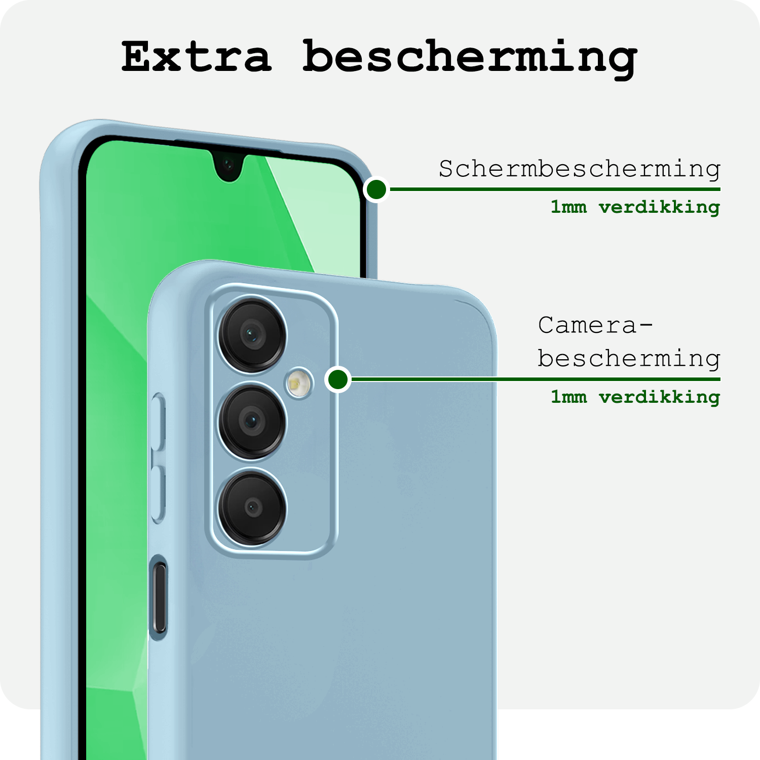 BASEY. Hoes Geschikt voor Samsung A16 Hoesje Siliconen Back Cover Case Met 2x Screenprotector - Hoesje Geschikt voor Samsung Galaxy A16 Hoes Cover Hoesje - Lichtblauw