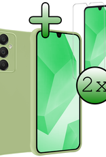 BASEY. Hoes Geschikt voor Samsung A16 Hoesje Siliconen Back Cover Case Met 2x Screenprotector - Hoesje Geschikt voor Samsung Galaxy A16 Hoes Cover Hoesje - Groen
