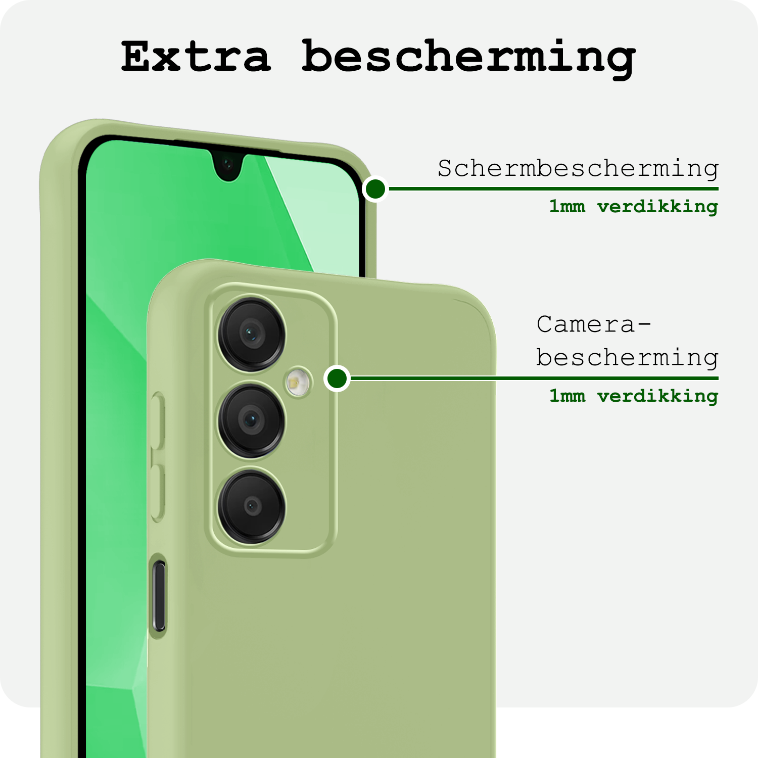 BASEY. Hoes Geschikt voor Samsung A16 Hoesje Siliconen Back Cover Case Met 2x Screenprotector - Hoesje Geschikt voor Samsung Galaxy A16 Hoes Cover Hoesje - Groen