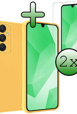 BASEY. Hoes Geschikt voor Samsung A16 Hoesje Siliconen Back Cover Case Met 2x Screenprotector - Hoesje Geschikt voor Samsung Galaxy A16 Hoes Cover Hoesje - Geel