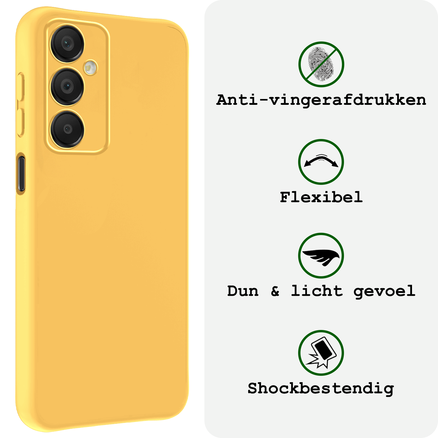 BASEY. Hoes Geschikt voor Samsung A16 Hoesje Siliconen Back Cover Case Met 2x Screenprotector - Hoesje Geschikt voor Samsung Galaxy A16 Hoes Cover Hoesje - Geel