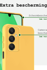 BASEY. Hoes Geschikt voor Samsung A16 Hoesje Siliconen Back Cover Case Met 2x Screenprotector - Hoesje Geschikt voor Samsung Galaxy A16 Hoes Cover Hoesje - Geel