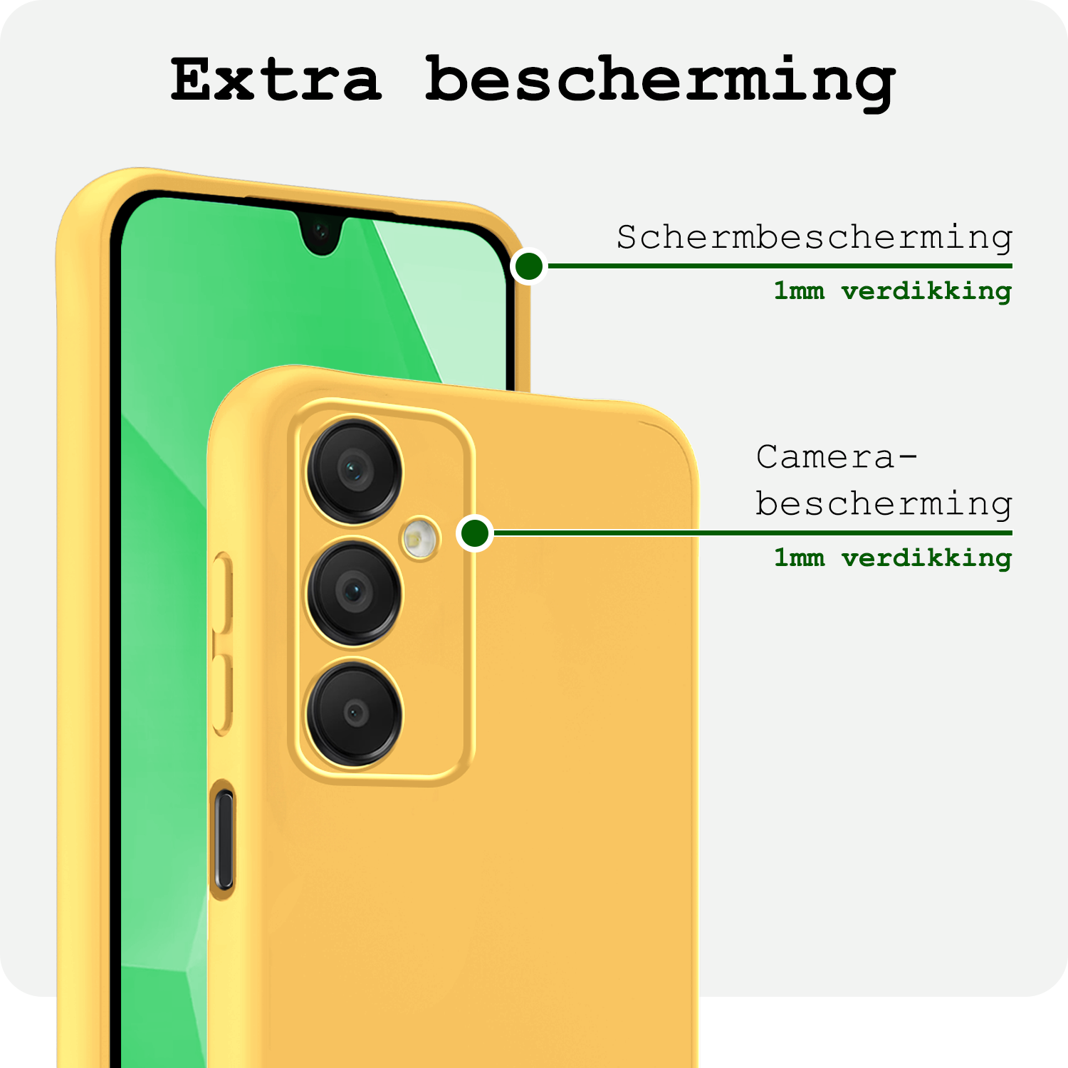 BASEY. Hoes Geschikt voor Samsung A16 Hoesje Siliconen Back Cover Case Met 2x Screenprotector - Hoesje Geschikt voor Samsung Galaxy A16 Hoes Cover Hoesje - Geel
