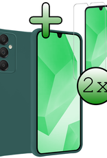 BASEY. Hoes Geschikt voor Samsung A16 Hoesje Siliconen Back Cover Case Met 2x Screenprotector - Hoesje Geschikt voor Samsung Galaxy A16 Hoes Cover Hoesje - Donkergroen