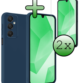 BASEY. BASEY. Samsung Galaxy A16 Hoesje Siliconen Met 2x Screenprotector - Donkerblauw