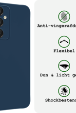 BASEY. Hoes Geschikt voor Samsung A16 Hoesje Siliconen Back Cover Case Met 2x Screenprotector - Hoesje Geschikt voor Samsung Galaxy A16 Hoes Cover Hoesje - Donkerblauw