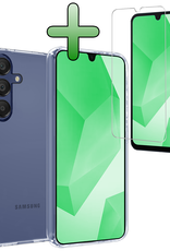 BASEY. Hoes Geschikt voor Samsung A16 Hoesje Siliconen Back Cover Case Met Screenprotector - Hoesje Geschikt voor Samsung Galaxy A16 Hoes Cover Hoesje - Transparant