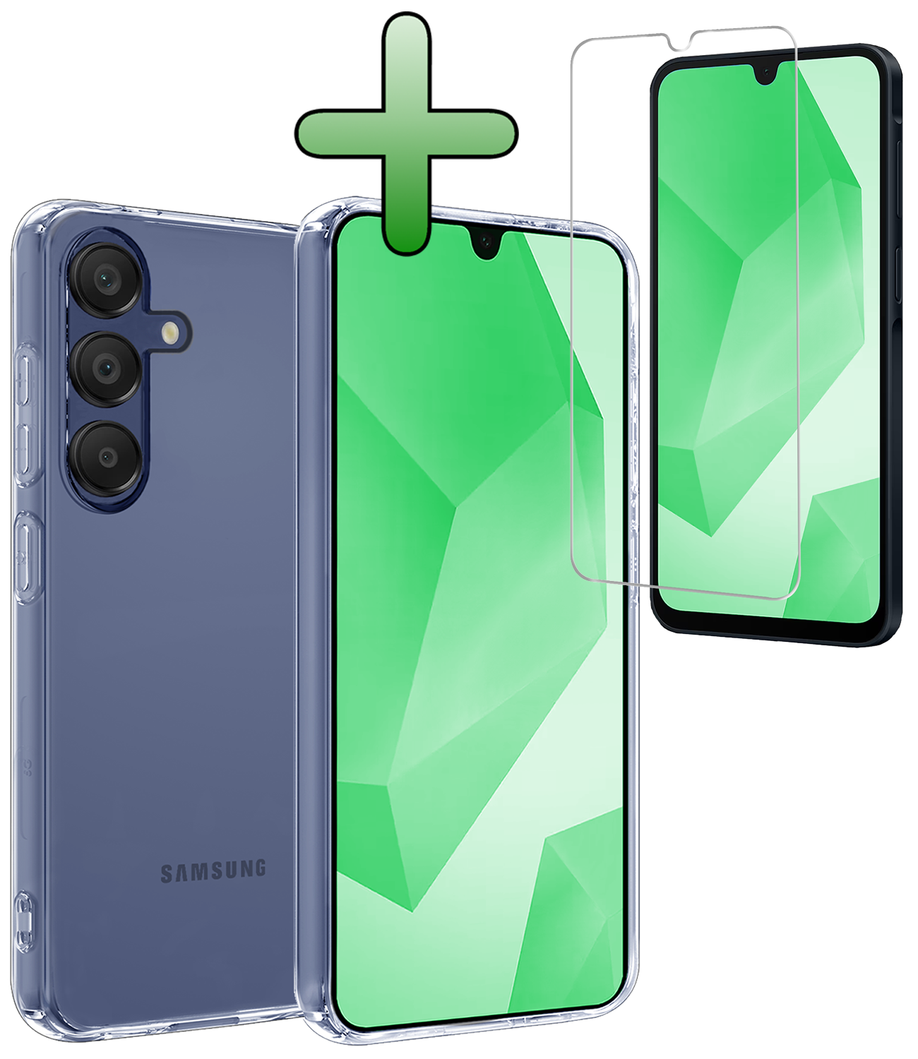 BASEY. Hoes Geschikt voor Samsung A16 Hoesje Siliconen Back Cover Case Met Screenprotector - Hoesje Geschikt voor Samsung Galaxy A16 Hoes Cover Hoesje - Transparant