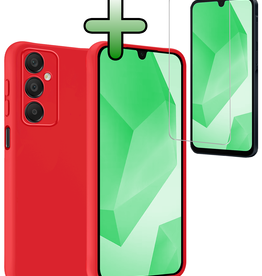 BASEY. BASEY. Samsung Galaxy A16 Hoesje Siliconen Met Screenprotector - Rood