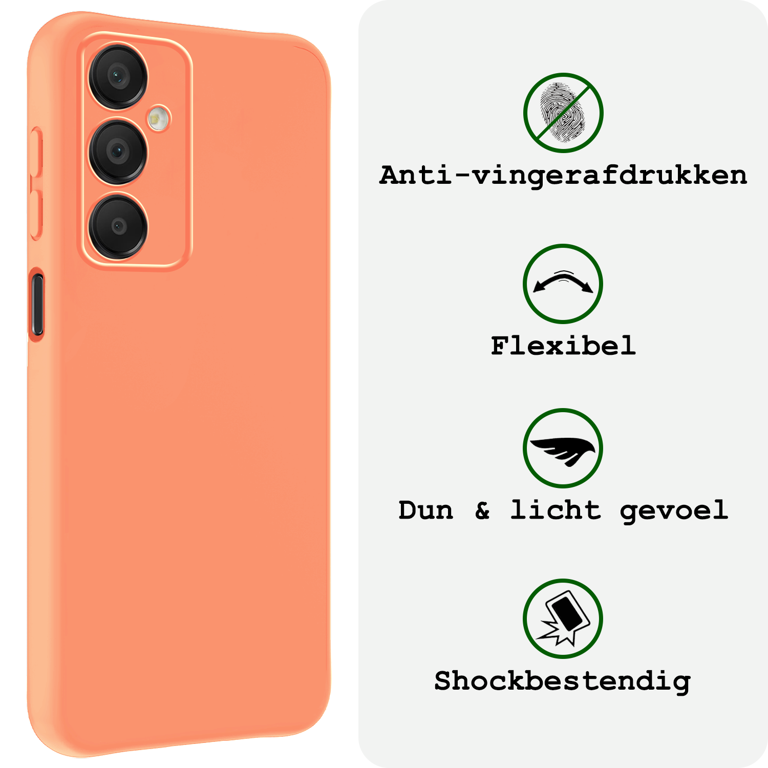 BASEY. Hoes Geschikt voor Samsung A16 Hoesje Siliconen Back Cover Case Met Screenprotector - Hoesje Geschikt voor Samsung Galaxy A16 Hoes Cover Hoesje - Perzik