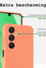 BASEY. Hoes Geschikt voor Samsung A16 Hoesje Siliconen Back Cover Case Met Screenprotector - Hoesje Geschikt voor Samsung Galaxy A16 Hoes Cover Hoesje - Perzik
