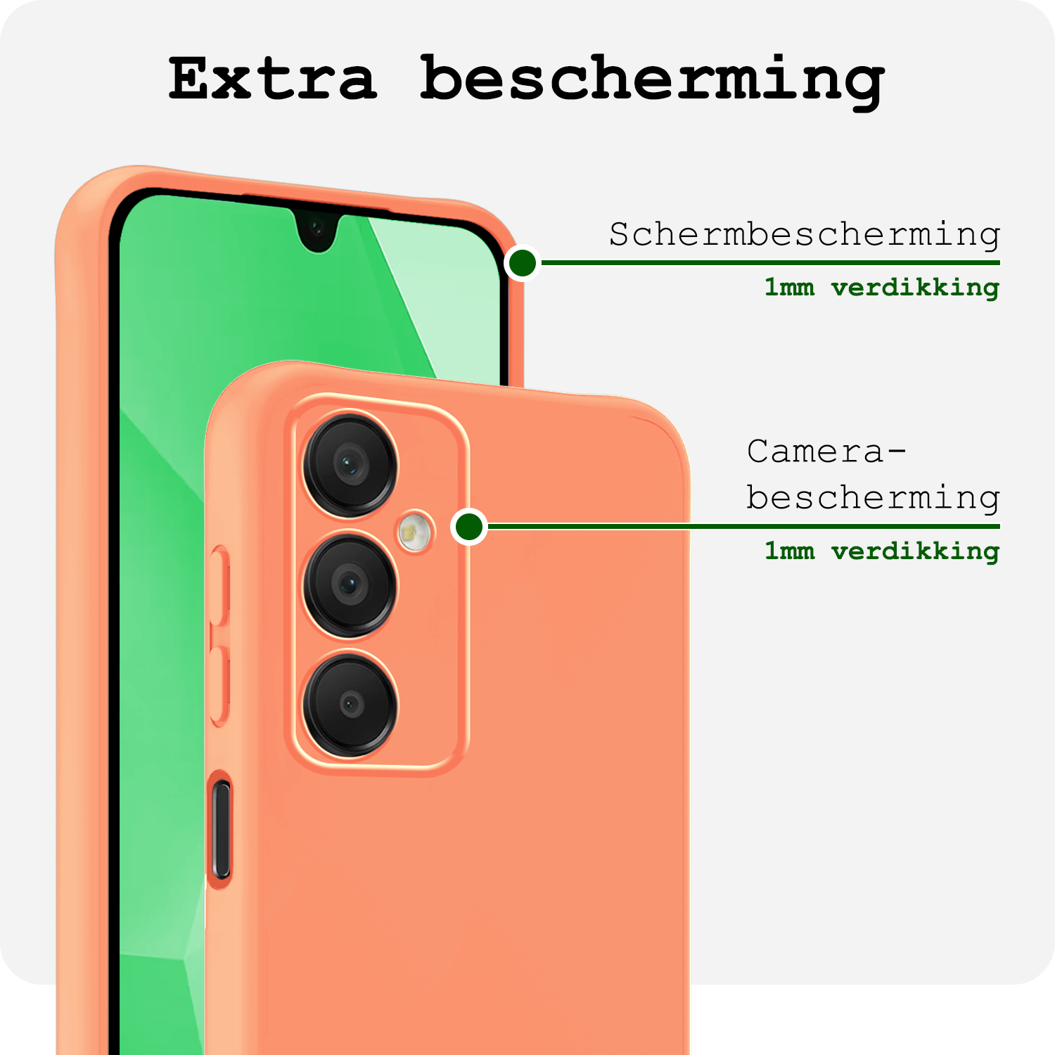 BASEY. Hoes Geschikt voor Samsung A16 Hoesje Siliconen Back Cover Case Met Screenprotector - Hoesje Geschikt voor Samsung Galaxy A16 Hoes Cover Hoesje - Perzik