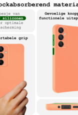 BASEY. Hoes Geschikt voor Samsung A16 Hoesje Siliconen Back Cover Case Met Screenprotector - Hoesje Geschikt voor Samsung Galaxy A16 Hoes Cover Hoesje - Perzik