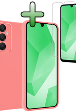 BASEY. Hoes Geschikt voor Samsung A16 Hoesje Siliconen Back Cover Case Met Screenprotector - Hoesje Geschikt voor Samsung Galaxy A16 Hoes Cover Hoesje - Lichtroze
