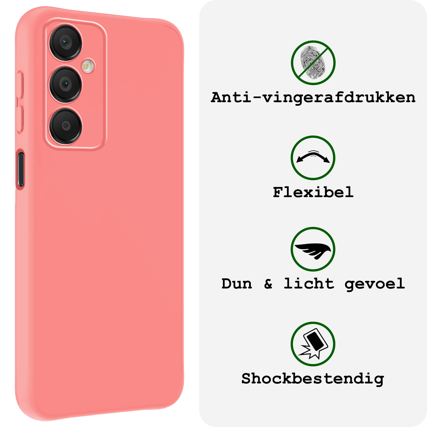 BASEY. Hoes Geschikt voor Samsung A16 Hoesje Siliconen Back Cover Case Met Screenprotector - Hoesje Geschikt voor Samsung Galaxy A16 Hoes Cover Hoesje - Lichtroze