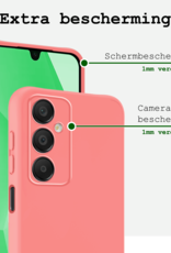 BASEY. Hoes Geschikt voor Samsung A16 Hoesje Siliconen Back Cover Case Met Screenprotector - Hoesje Geschikt voor Samsung Galaxy A16 Hoes Cover Hoesje - Lichtroze