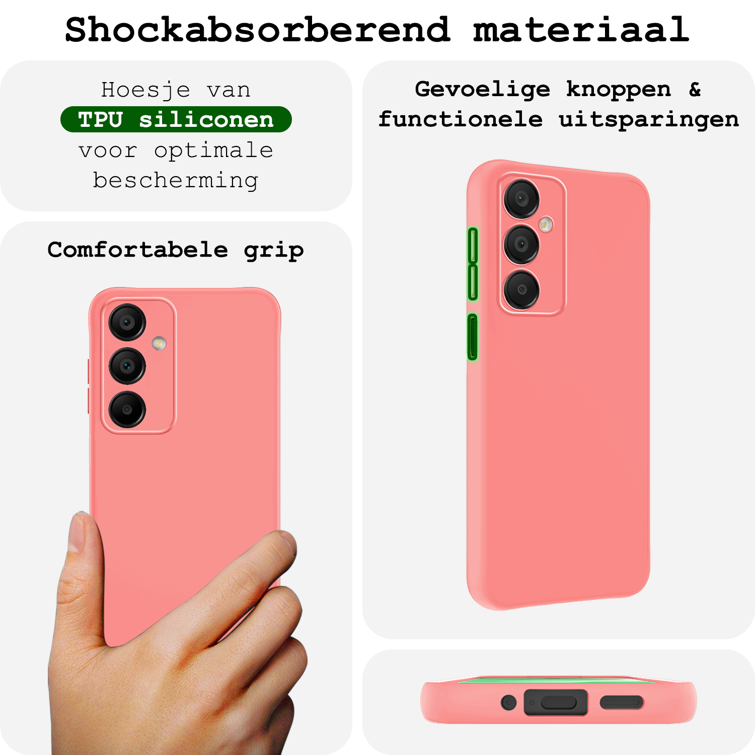 BASEY. Hoes Geschikt voor Samsung A16 Hoesje Siliconen Back Cover Case Met Screenprotector - Hoesje Geschikt voor Samsung Galaxy A16 Hoes Cover Hoesje - Lichtroze