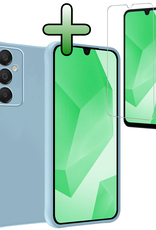 BASEY. Hoes Geschikt voor Samsung A16 Hoesje Siliconen Back Cover Case Met Screenprotector - Hoesje Geschikt voor Samsung Galaxy A16 Hoes Cover Hoesje - Lichtblauw
