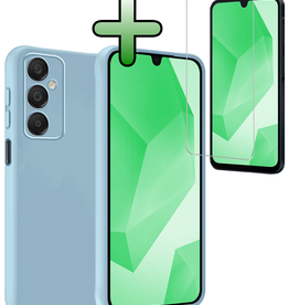 BASEY. BASEY. Samsung Galaxy A16 Hoesje Siliconen Met Screenprotector - Lichtblauw