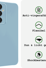 BASEY. Hoes Geschikt voor Samsung A16 Hoesje Siliconen Back Cover Case Met Screenprotector - Hoesje Geschikt voor Samsung Galaxy A16 Hoes Cover Hoesje - Lichtblauw