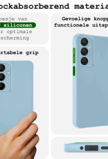 BASEY. Hoes Geschikt voor Samsung A16 Hoesje Siliconen Back Cover Case Met Screenprotector - Hoesje Geschikt voor Samsung Galaxy A16 Hoes Cover Hoesje - Lichtblauw