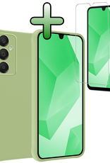 BASEY. Hoes Geschikt voor Samsung A16 Hoesje Siliconen Back Cover Case Met Screenprotector - Hoesje Geschikt voor Samsung Galaxy A16 Hoes Cover Hoesje - Groen
