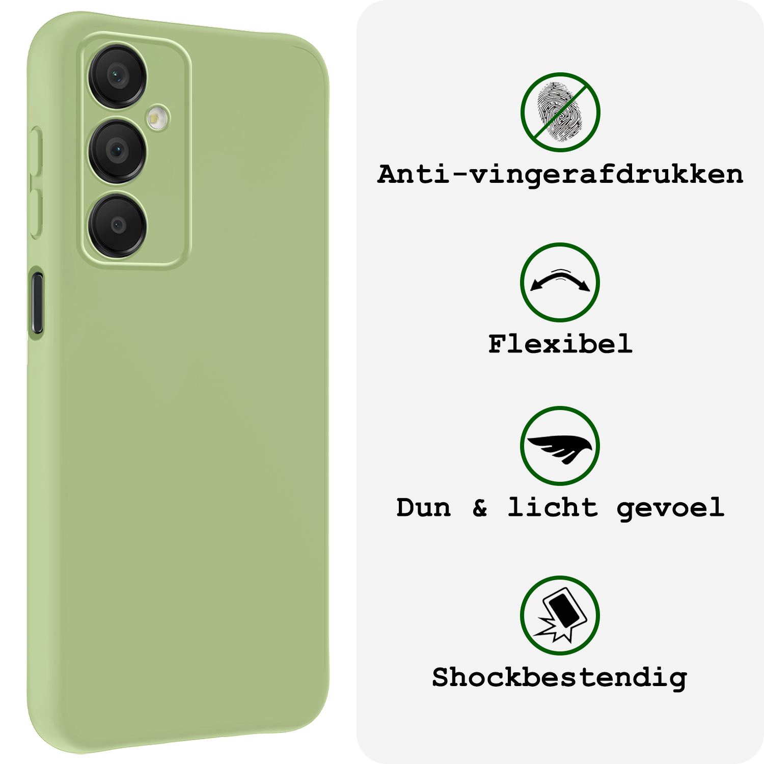 BASEY. Hoes Geschikt voor Samsung A16 Hoesje Siliconen Back Cover Case Met Screenprotector - Hoesje Geschikt voor Samsung Galaxy A16 Hoes Cover Hoesje - Groen