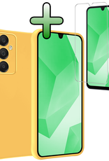 BASEY. Hoes Geschikt voor Samsung A16 Hoesje Siliconen Back Cover Case Met Screenprotector - Hoesje Geschikt voor Samsung Galaxy A16 Hoes Cover Hoesje - Geel