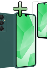 BASEY. Hoes Geschikt voor Samsung A16 Hoesje Siliconen Back Cover Case Met Screenprotector - Hoesje Geschikt voor Samsung Galaxy A16 Hoes Cover Hoesje - Donkergroen