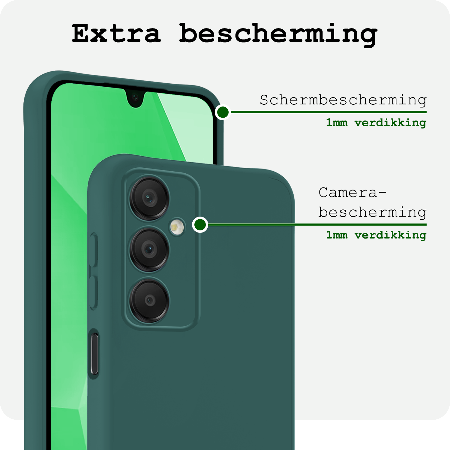 BASEY. Hoes Geschikt voor Samsung A16 Hoesje Siliconen Back Cover Case Met Screenprotector - Hoesje Geschikt voor Samsung Galaxy A16 Hoes Cover Hoesje - Donkergroen