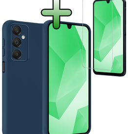 BASEY. BASEY. Samsung Galaxy A16 Hoesje Siliconen Met Screenprotector - Donkerblauw